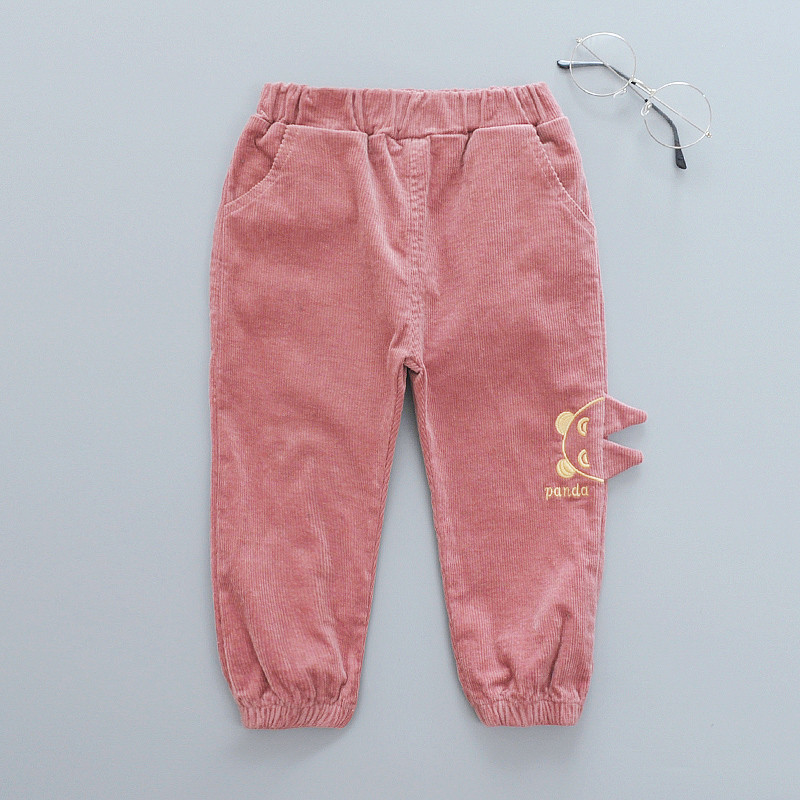 Μοντέρνα παιδικά παντελόνια σε τρία χρώματα με κεντήματα για κορίτσια