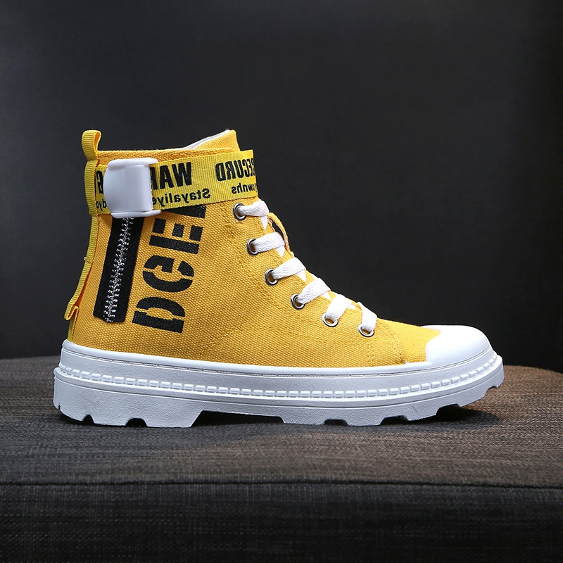 Cizme casual dama cu sireturi in alb, galben si negru