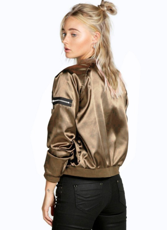 Κομψή γυναικεία σακάκι με φερμουάρ σε δύο χρώματα