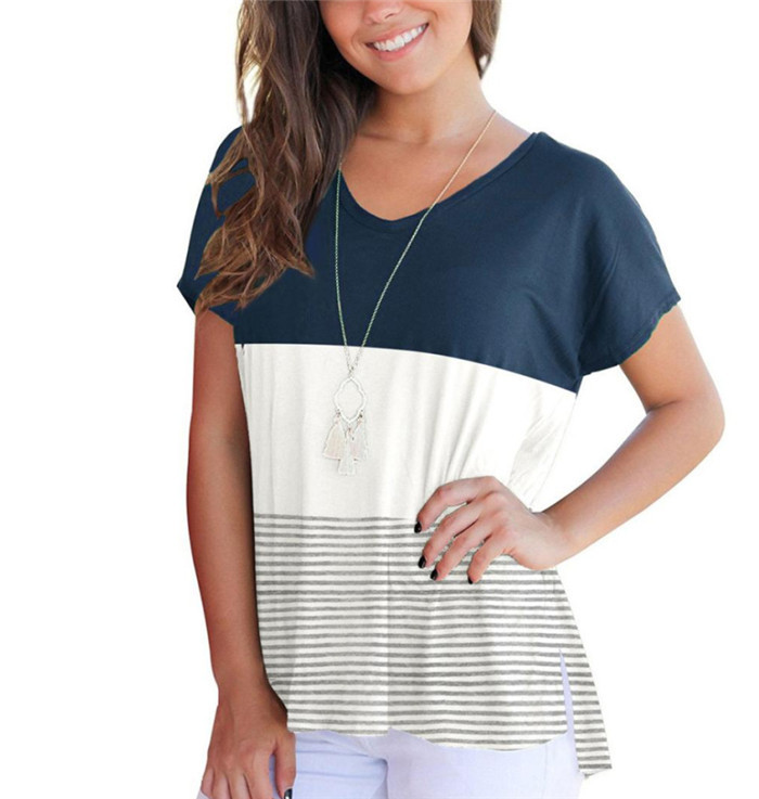 Καθημερινό γυναικείο μπλουζάκι με κοντό μανίκι σε διάφορα χρώματα