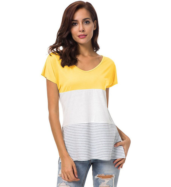 Καθημερινό γυναικείο μπλουζάκι με κοντό μανίκι σε διάφορα χρώματα