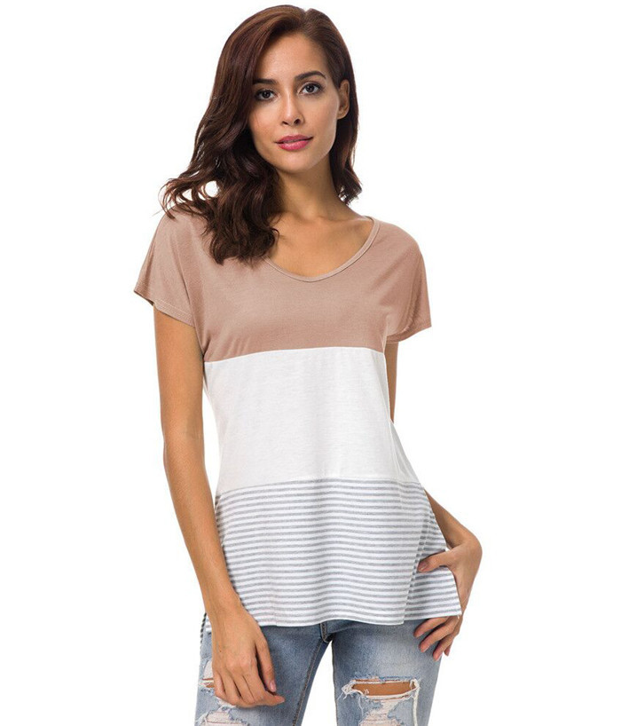 Καθημερινό γυναικείο μπλουζάκι με κοντό μανίκι σε διάφορα χρώματα