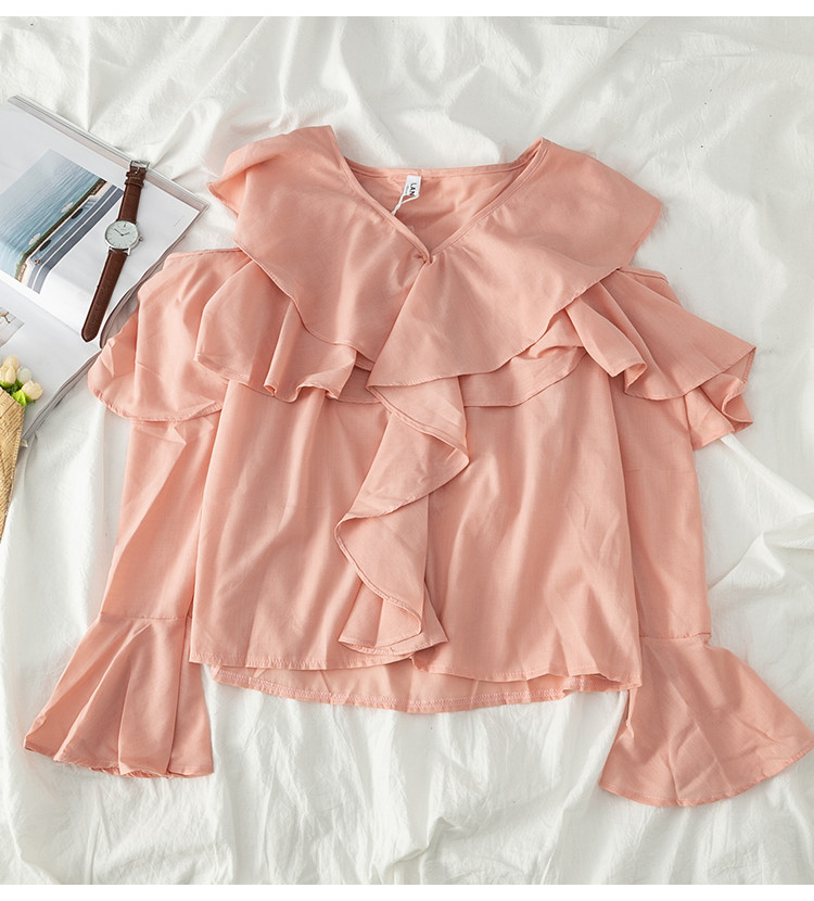 Bluza de dama cu decolteu in V si maneci 7/8 in doua culori