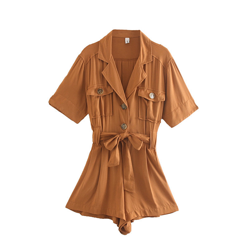 Salopeta casual dama cu centura in talie in doua culori