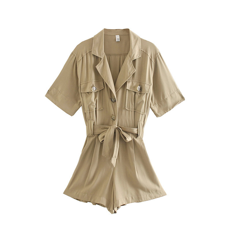 Salopeta casual dama cu centura in talie in doua culori