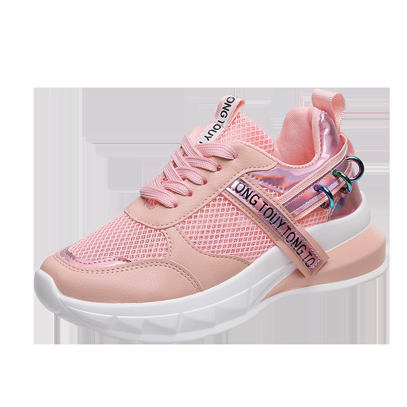 Καθημερινά γυναικεία αθλητικά παπούτσια σε λευκό και ροζ  χρώμα με  επιγραφή