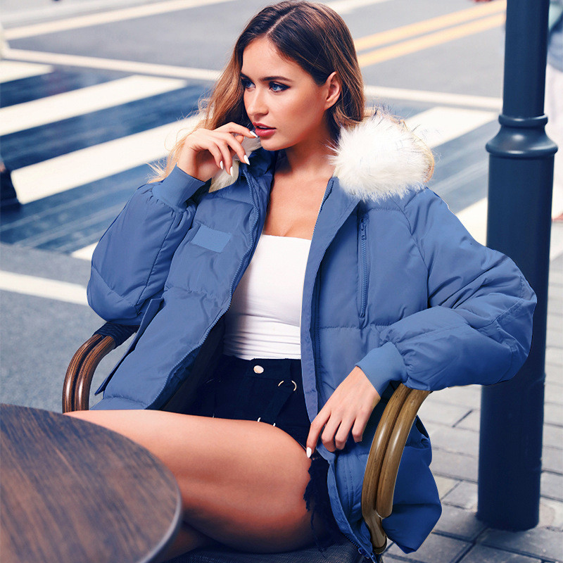 Geaca lunga de dama moderna cu puf si buzunar in mai multe culori