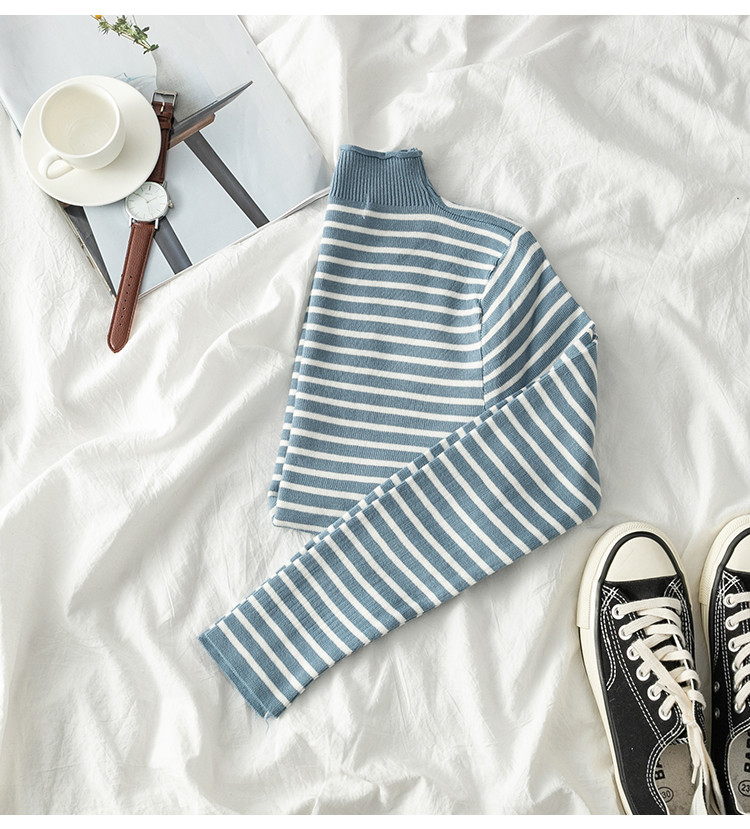 Bluza de dama in dungi cu guler polo in mai multe culori