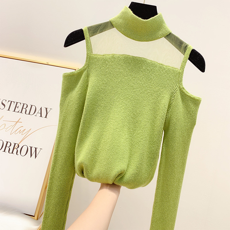 Μοντέρνο γυναικείο πουλόβερ  με γυμνούς ώμους σε διάφορα χρώματα