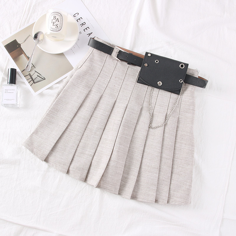 Fusta de dama moderna plisata cu centura din piele ecologica