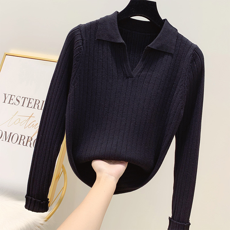 Női pulóver galléros négy színben