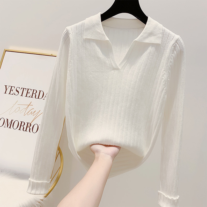 Női pulóver galléros négy színben