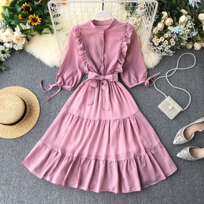 Rochie moderna de dama cu curea in mai multe culori