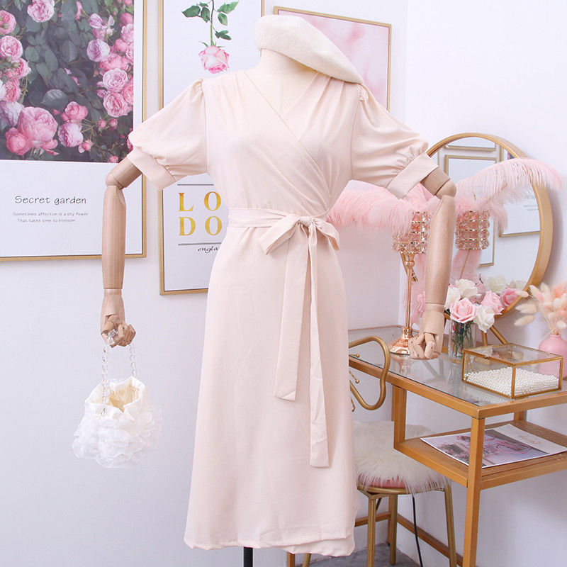 Γυναικείο φόρεμα 3/4 μανίκι με V-λαιμόκοψη σε διάφορα χρώματα