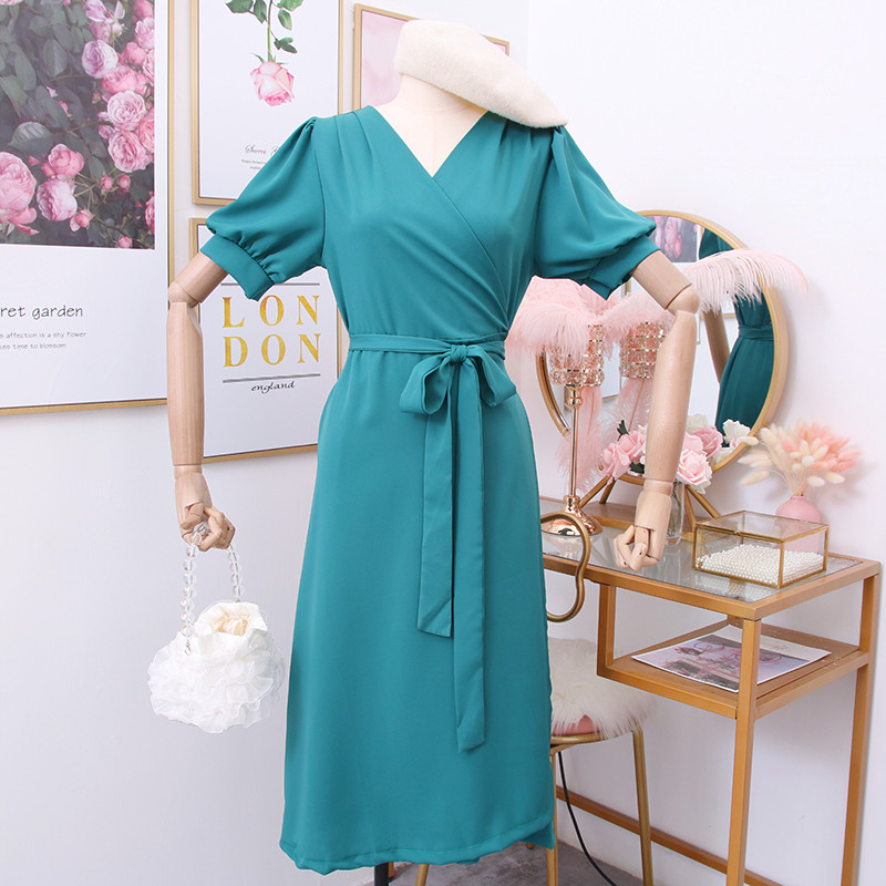 Γυναικείο φόρεμα 3/4 μανίκι με V-λαιμόκοψη σε διάφορα χρώματα