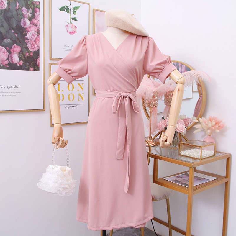 Γυναικείο φόρεμα 3/4 μανίκι με V-λαιμόκοψη σε διάφορα χρώματα