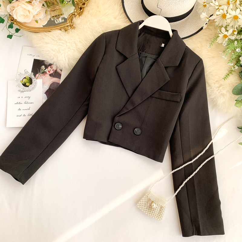 Modern női rövid kabát két színben, gombokkal