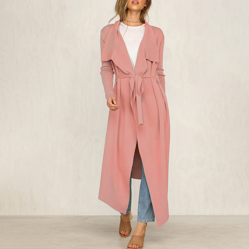 Palton lung de dama cu curea in diferite culori