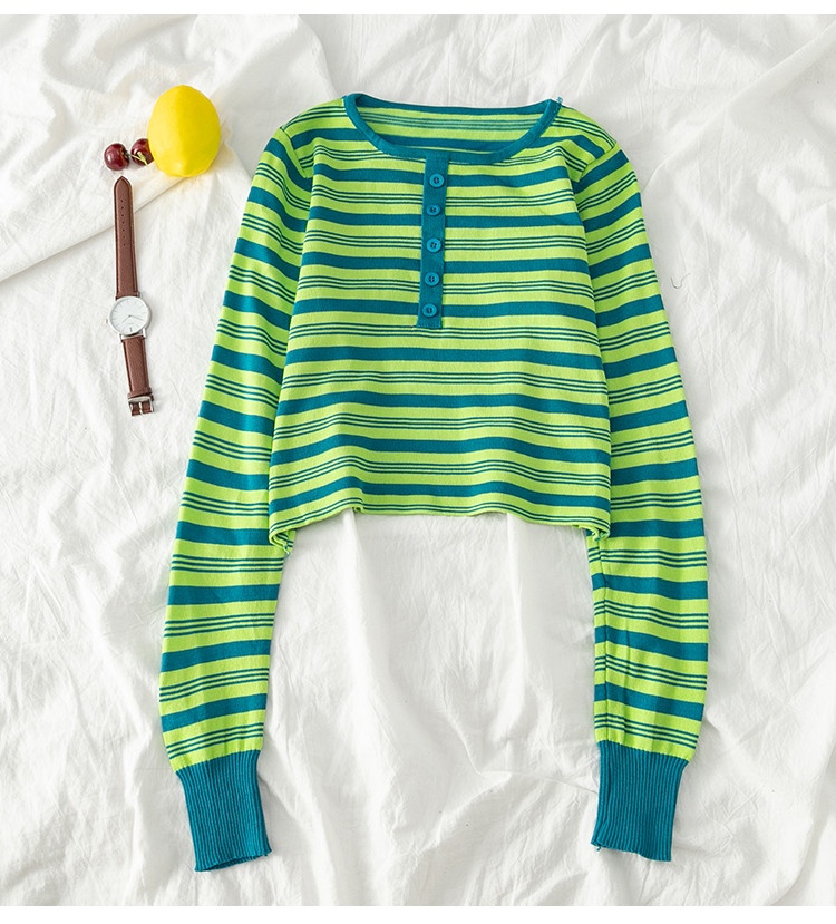 Bluza de dama cu dungi in doua culori cu nasturi