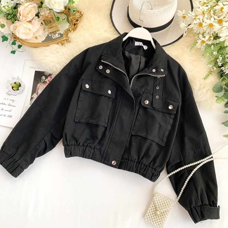 Geaca de toamna casual dama cu buzunar si fermoar in trei culori