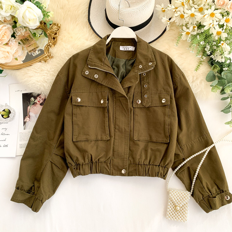 Geaca de toamna casual dama cu buzunar si fermoar in trei culori