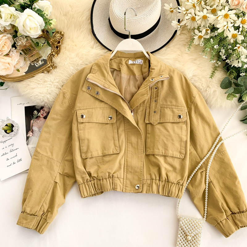 Geaca de toamna casual dama cu buzunar si fermoar in trei culori