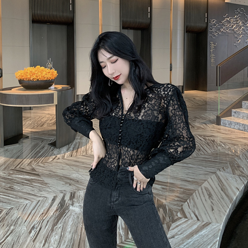 Elegáns női csipke ing fehér és fekete színben