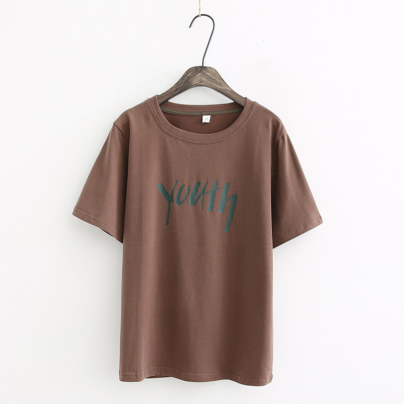 Model nou de tricou de damă de zi cu zi cu aplicație în alb, roz și maro