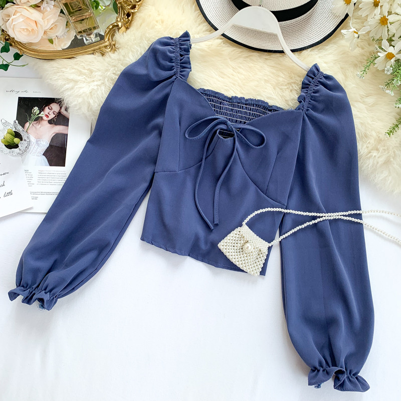 Lezser női blúz, hosszú ujjal és szalaggal több színben