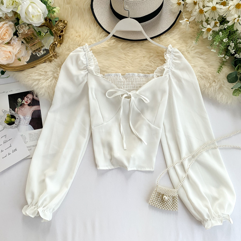 Lezser női blúz, hosszú ujjal és szalaggal több színben