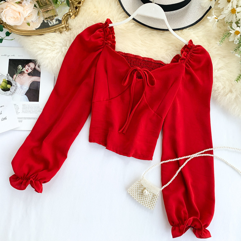 Lezser női blúz, hosszú ujjal és szalaggal több színben