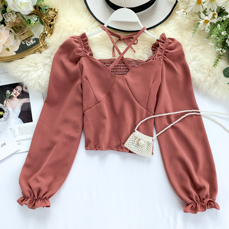 Lezser női blúz, hosszú ujjal és szalaggal több színben