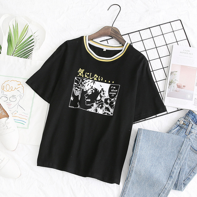 Tricou casual dama cu maneca scurta in alb si negru