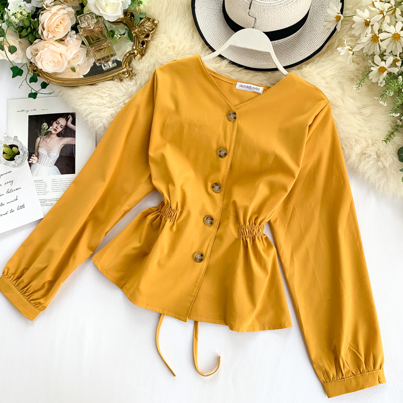 Bluza casual dama cu nasturi si cravate in mai multe culori