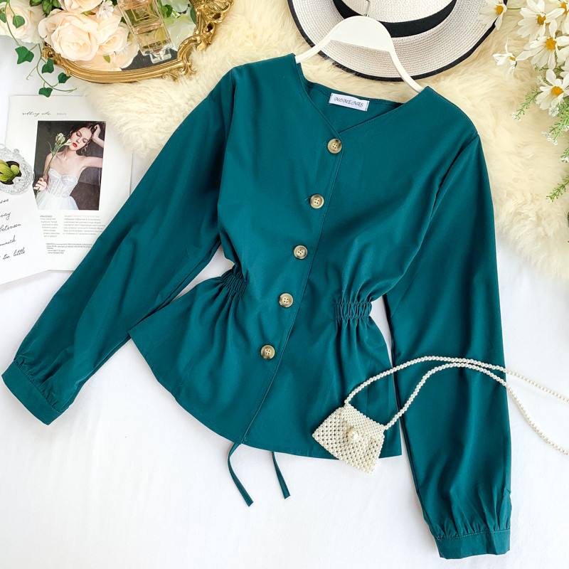 Bluza casual dama cu nasturi si cravate in mai multe culori