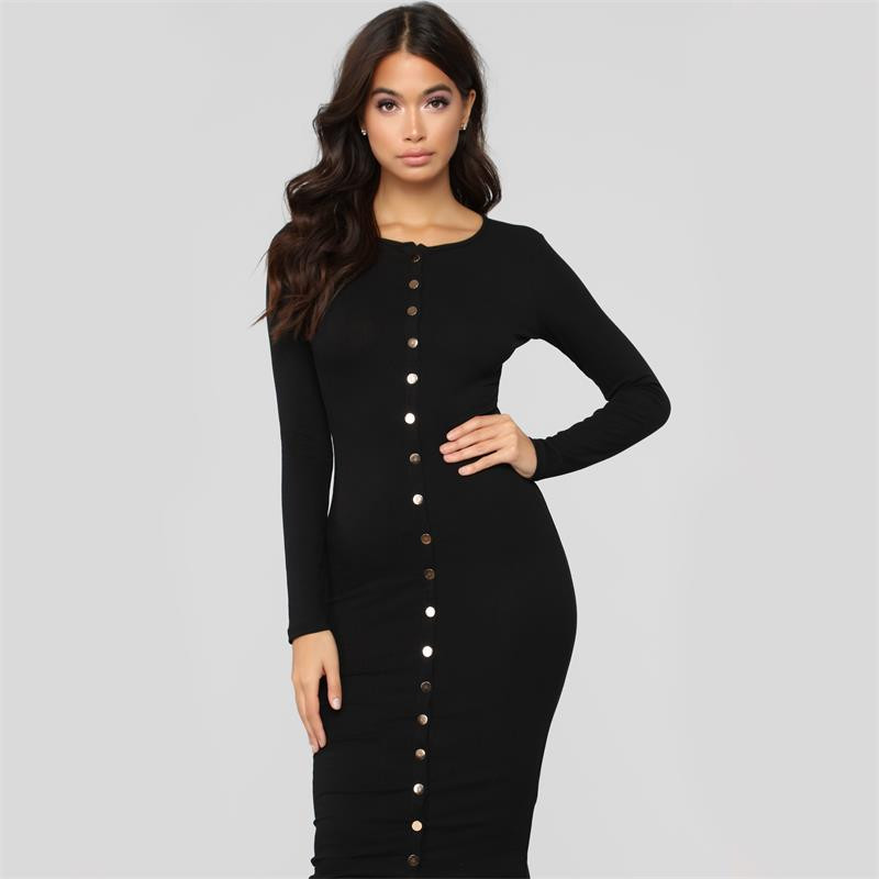 Alkalmi női ruha, fekete gombokkal