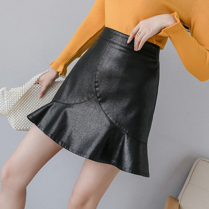 Női modern műbőr szoknya többféle színben