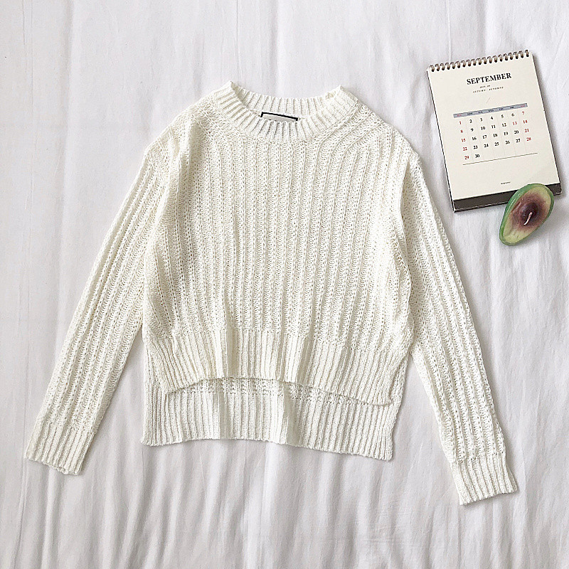 Aktuális női pulóver három színben O-nyakkal