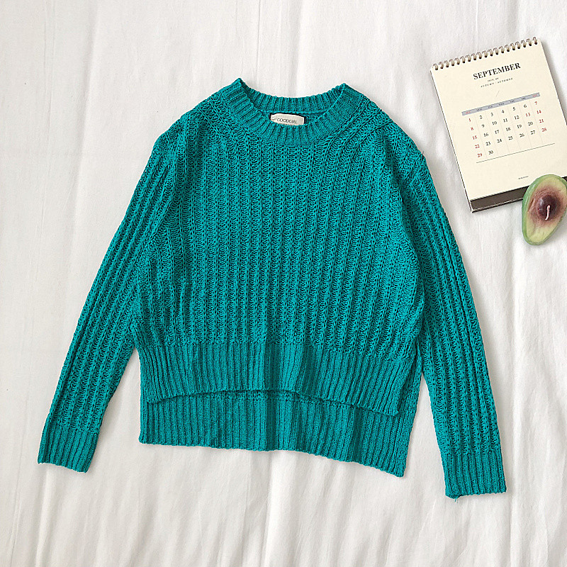 Aktuális női pulóver három színben O-nyakkal