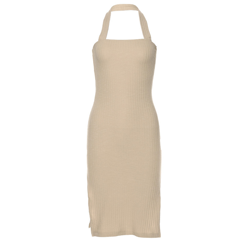 Γυναικείο φόρεμα Λεπτό μοντέλο με έναν ιμάντα ώμου σε μπλε και καφέ χρώμα