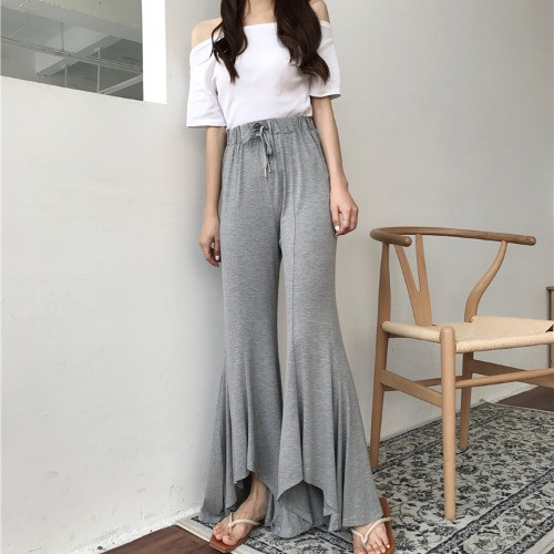 Pantaloni casual dama cu talie elastica in doua culori