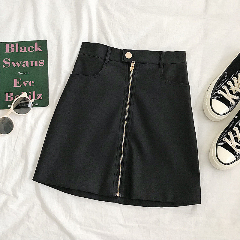 Modern női szoknya fekete és sárga színben, cipzárral