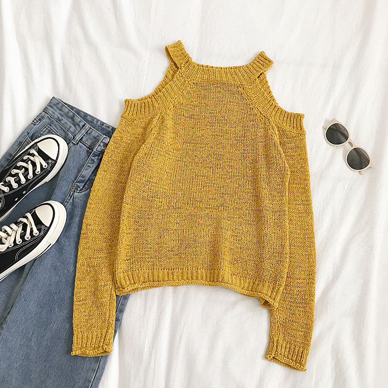 Női pulóver új modellje három színben, csupasz váll