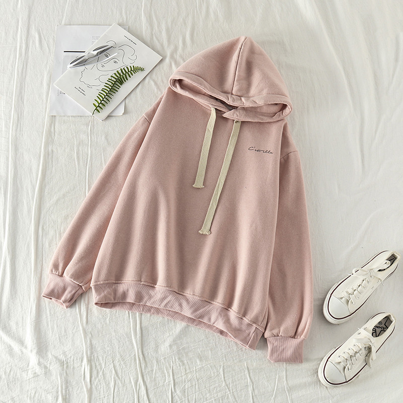 Női pulóver kapucnis kék és rózsaszín színben