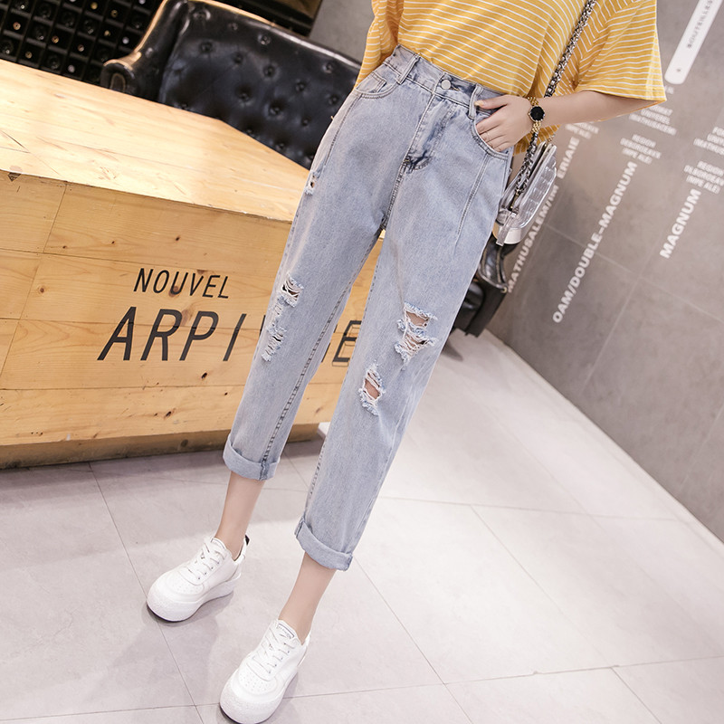 Blugi de dama actuali in albastru cu talie inalta in albastru deschis