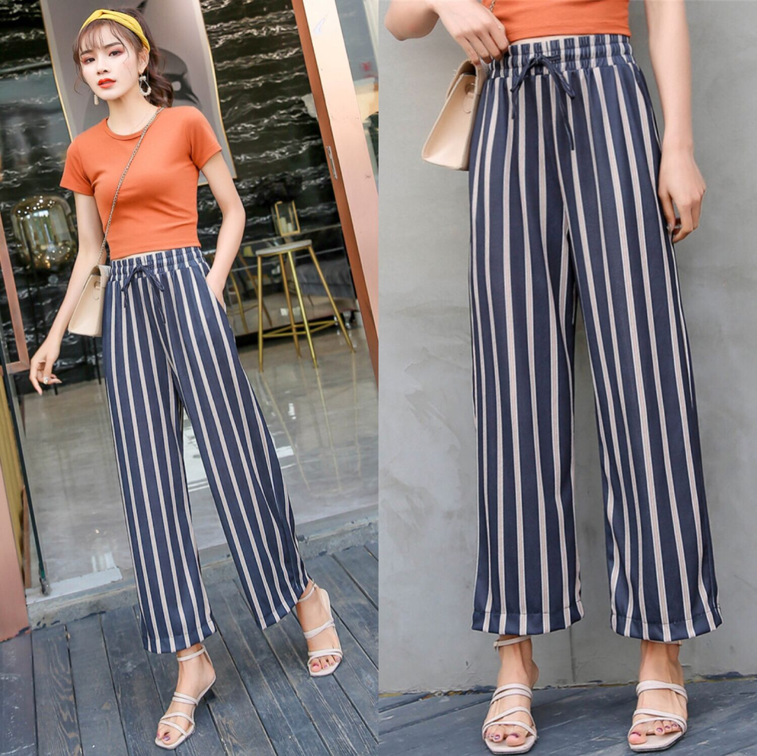 Дамски актуален панталон в два цвята - широк модел