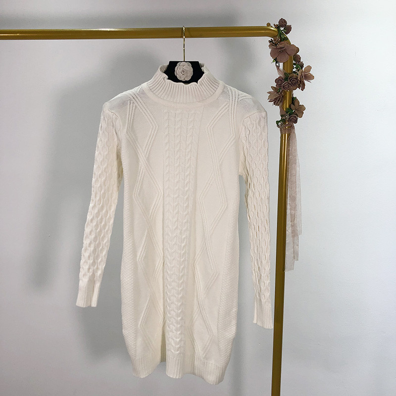 Pulover lung de dama cu guler inalt in patru culori