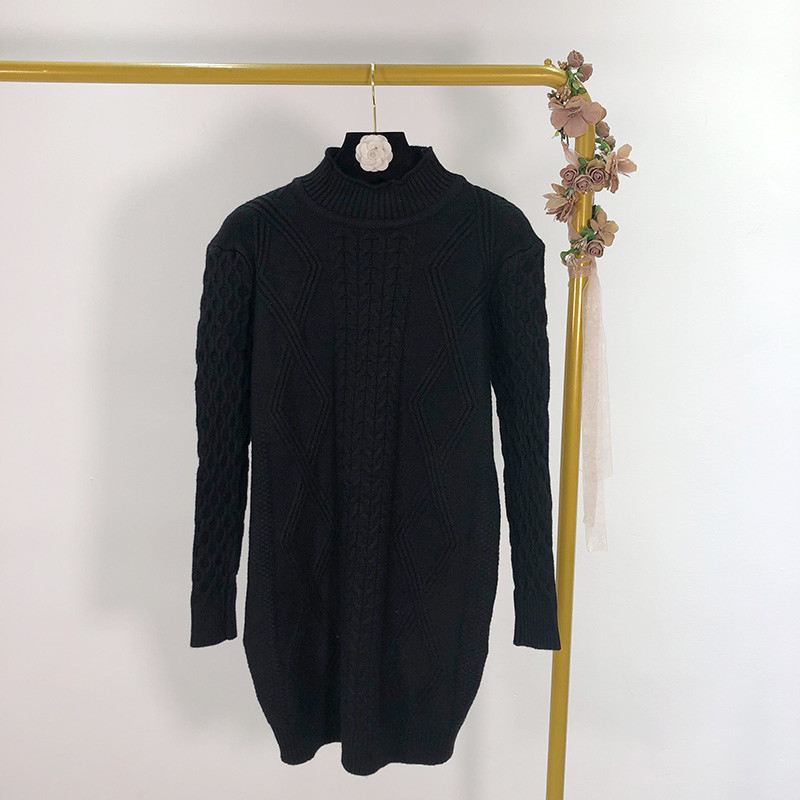 Pulover lung de dama cu guler inalt in patru culori