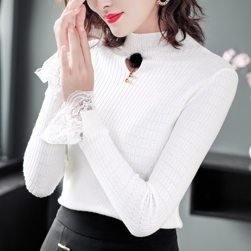 Modern női blúz négy színben pólógallérral és csipkével