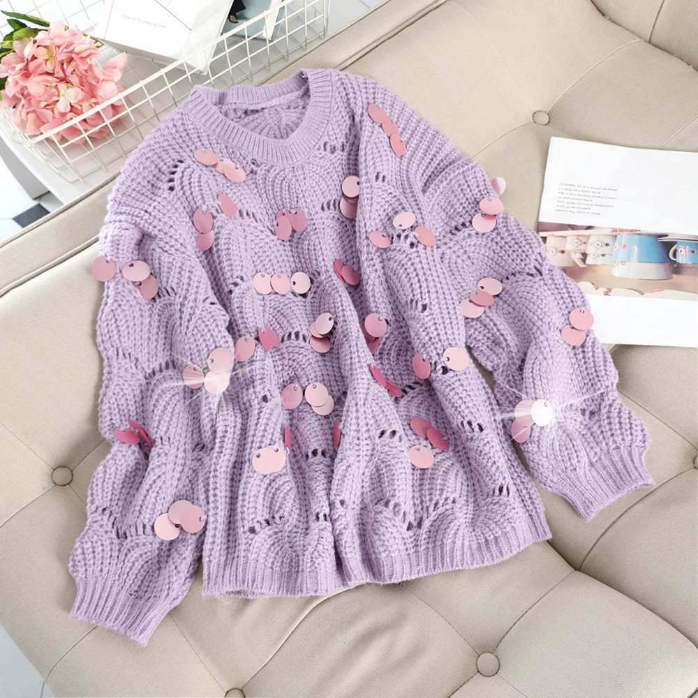 Pulover de dama model nou cu paiete in patru culori